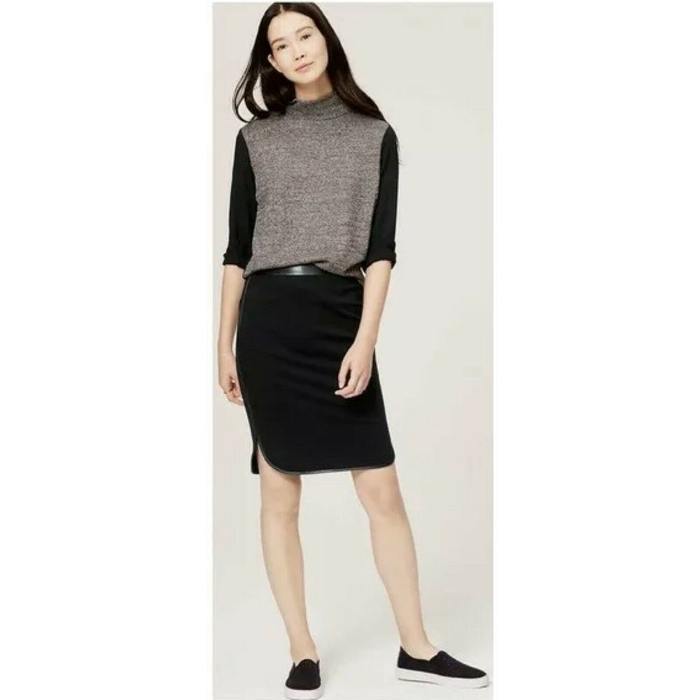 Ann Taylor LOFT Ponte Pencil Skirt Faux Leather
